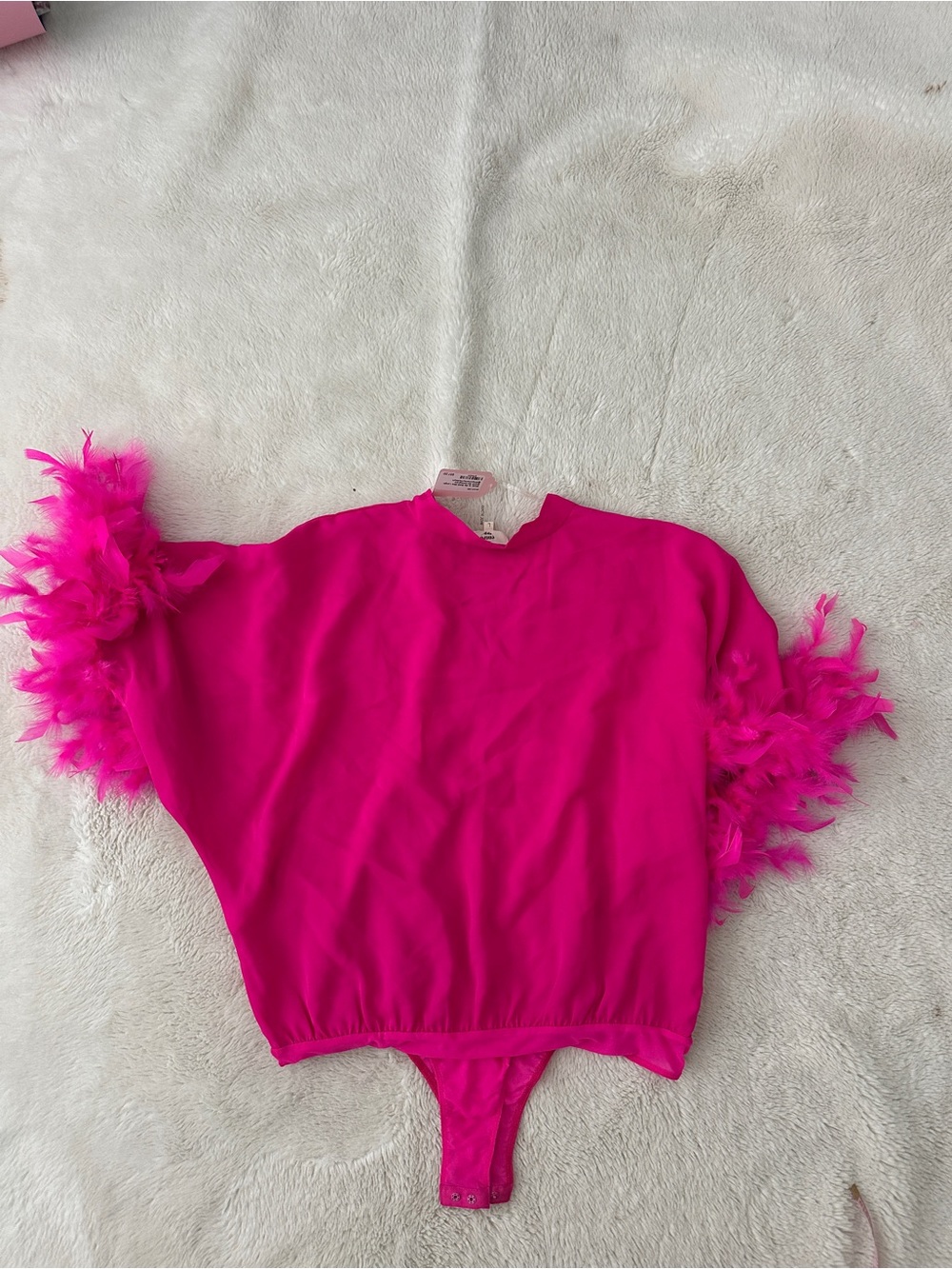 entro Hot Pink Feather-Trim Kids One Piece Bodysuit
